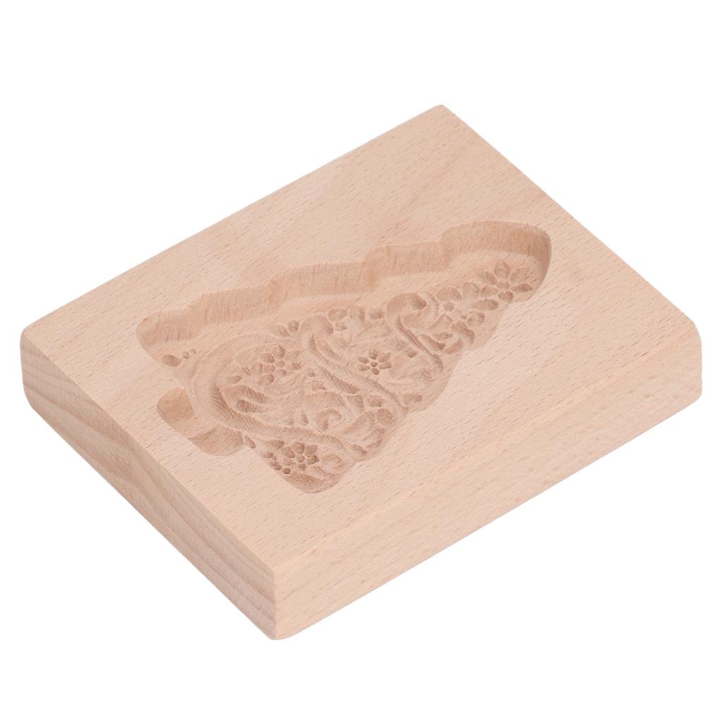 Carved Wooden Cookies Cutter Mold Kitchen Gingerbread Biscuit Press Stamp Embossing Mould Christmas Tree Shape