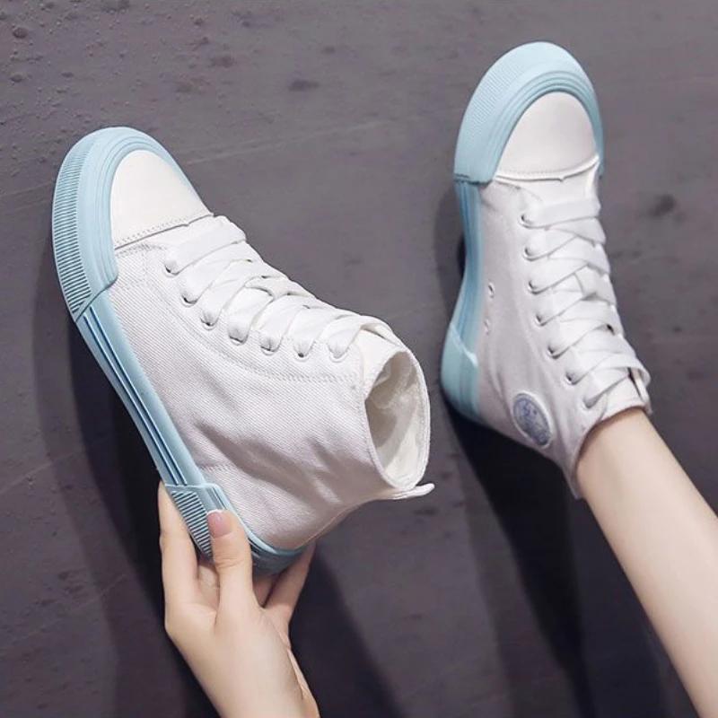 Lace Up Woman Footwear Korean Stylish Offers Vulcanized Shoe New Arrival 2024 Canvas Shoes for Women Deals Designer Luxury In H