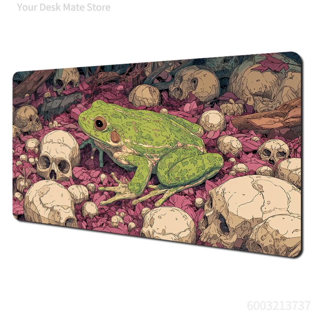 Dark Fantasy Frog Skulls Pink Leaves Gaming Mouse Pad Large Extended Desk Mat Smooth NonSlip Base for Gamer