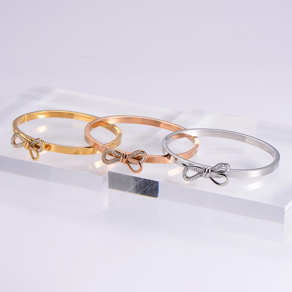 Christmas Titanium Steel Bow Fairy Sparkle Women's Bracelet - Holiday Gift for Friends