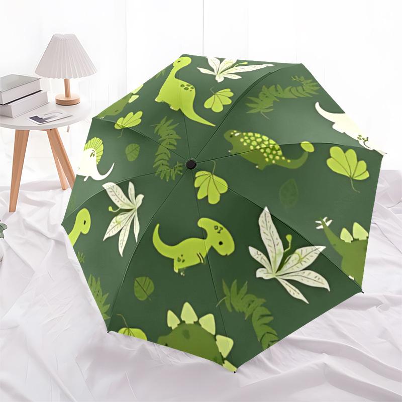 1Pz Ombrello Pieghevole Automatico con Fantasia di Dinosauri Portatile Pieghevole a 8 Stecche per Tutte le Stagioni, Accessorio Casual da EsternoA16