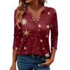 Women's Casual Fashionable Sexy Comfortable V-Neck Christmas Three-Quarter Sleeve Top