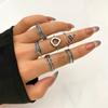 Retro ovaler Ring sechsteiliges geometrisches Ring-Set schlichter Ring beliebter Damenschmuck