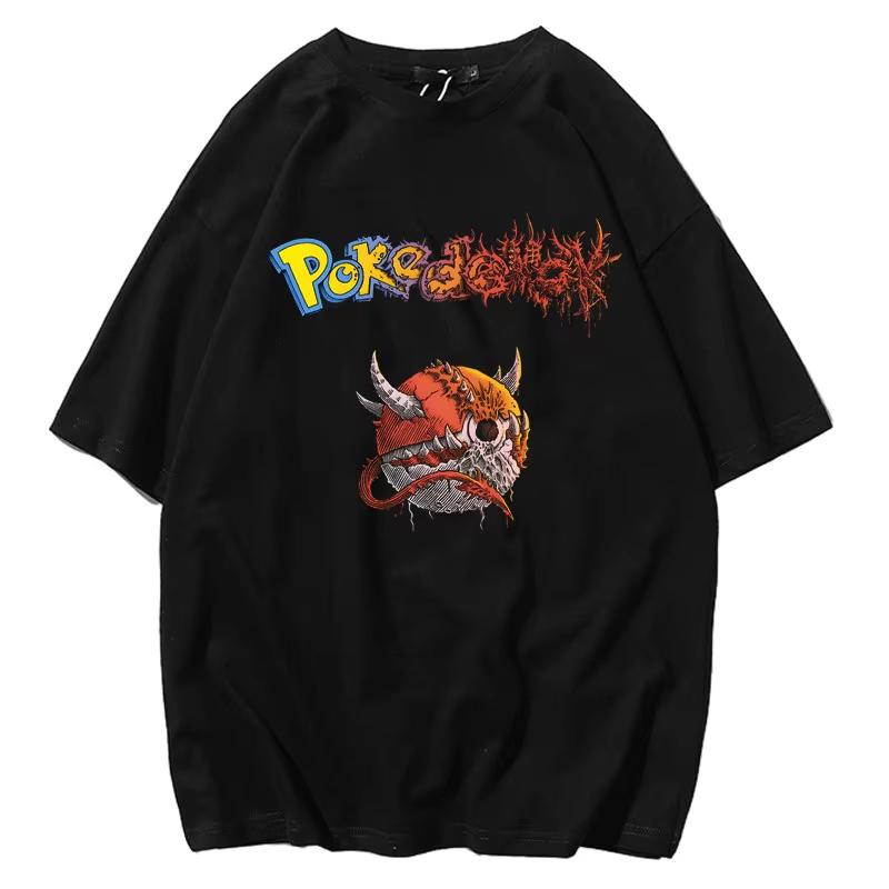 

Pok Mon Tshirt with Printed Short Sleeved Anime Cartoon Childrens Clothing Unisexs and Womens Clothing 4XL
