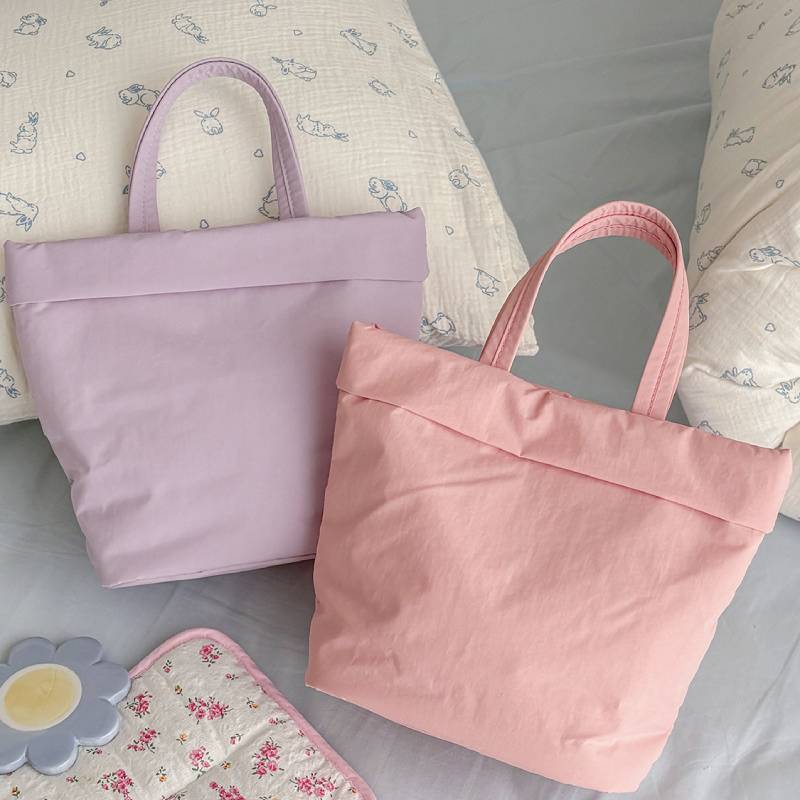 Solid Color Style Small Tote Bag With Zipper Pocket For Work
