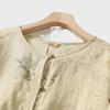 Women's Retro Chinese Style Long Sleeve Linen Shirt with Pan Kou Design