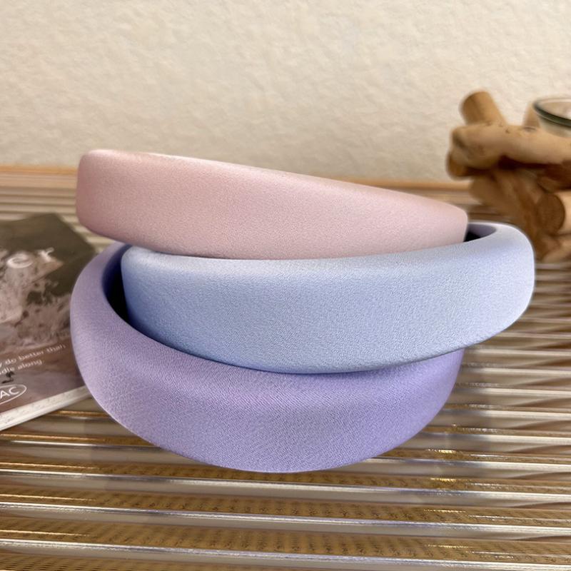 Spring/Summer New Satin Glossy Sponge Wide Hair Hoop Womans Fashion Elegant  Headband Wash Face Hair Band Female Headdress