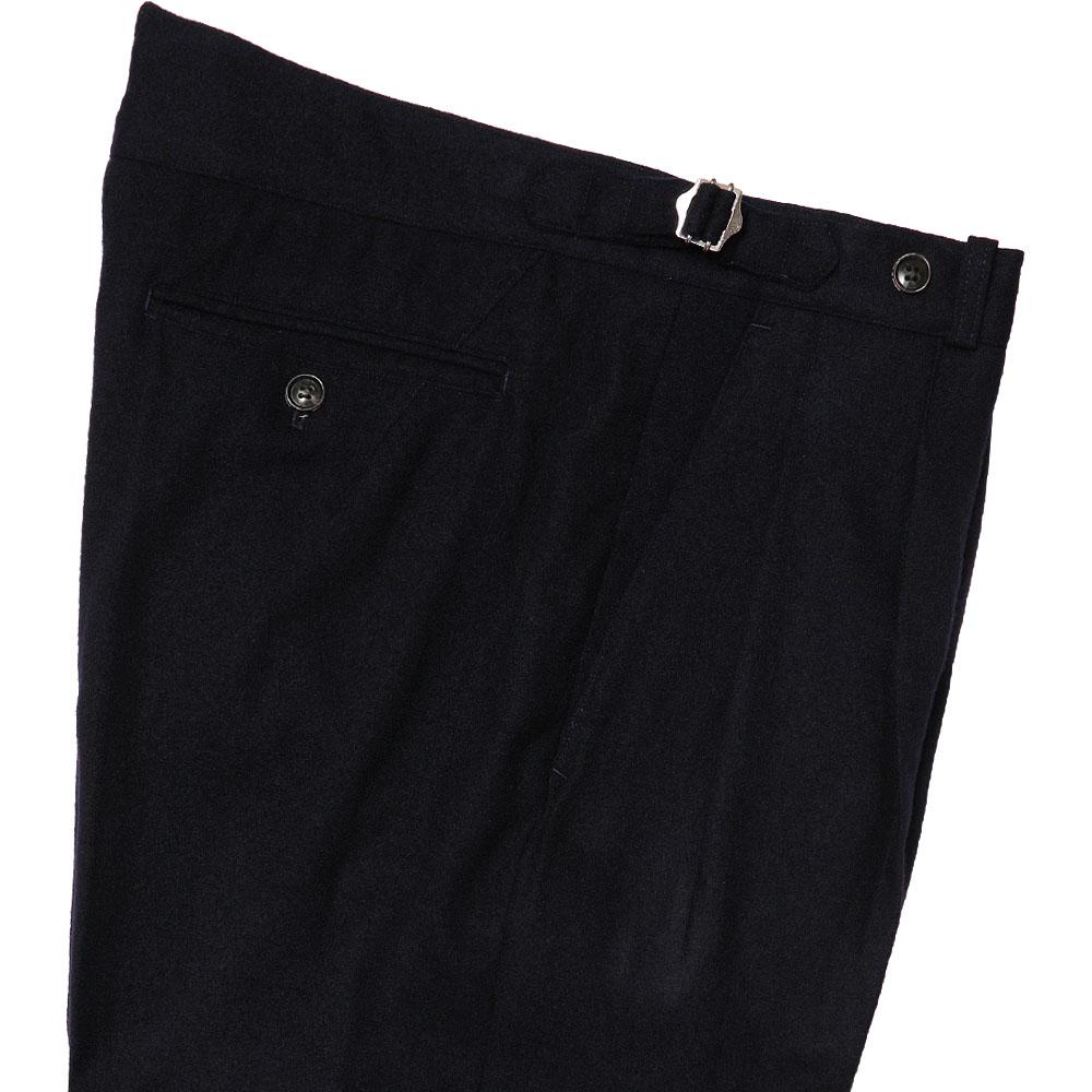 Solti W412 Reve Pleats Wool Trousers (Dark Navy)