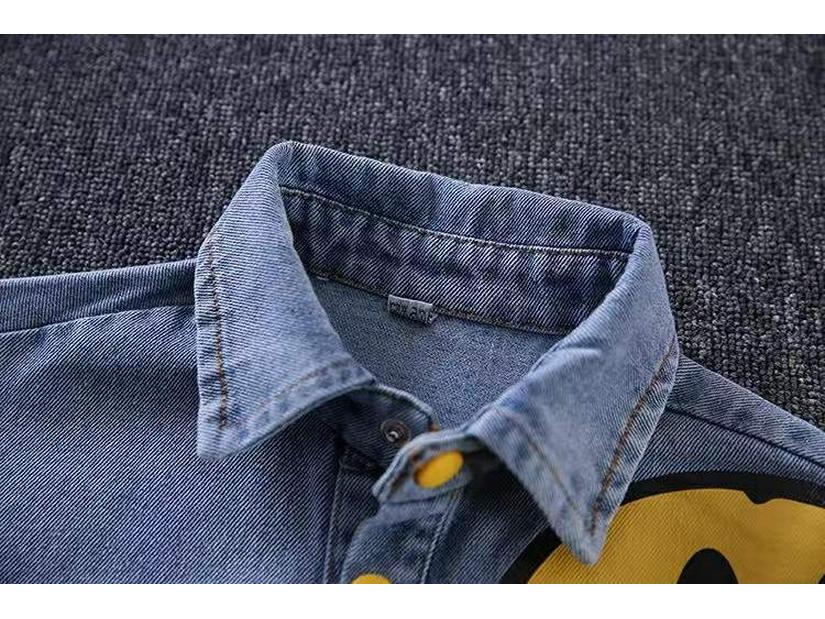 Boys' Smiley Face Denim Set: Fashionable 2026 Star T-shirt for Toddlers and Young Children