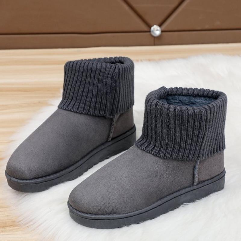 Ladies Snow Boots Pink Elastic Female Shoes Suede Booties Round Toe Ankle Chic and Elegant Trend 2025 Boot Winter Footwear Gyaru