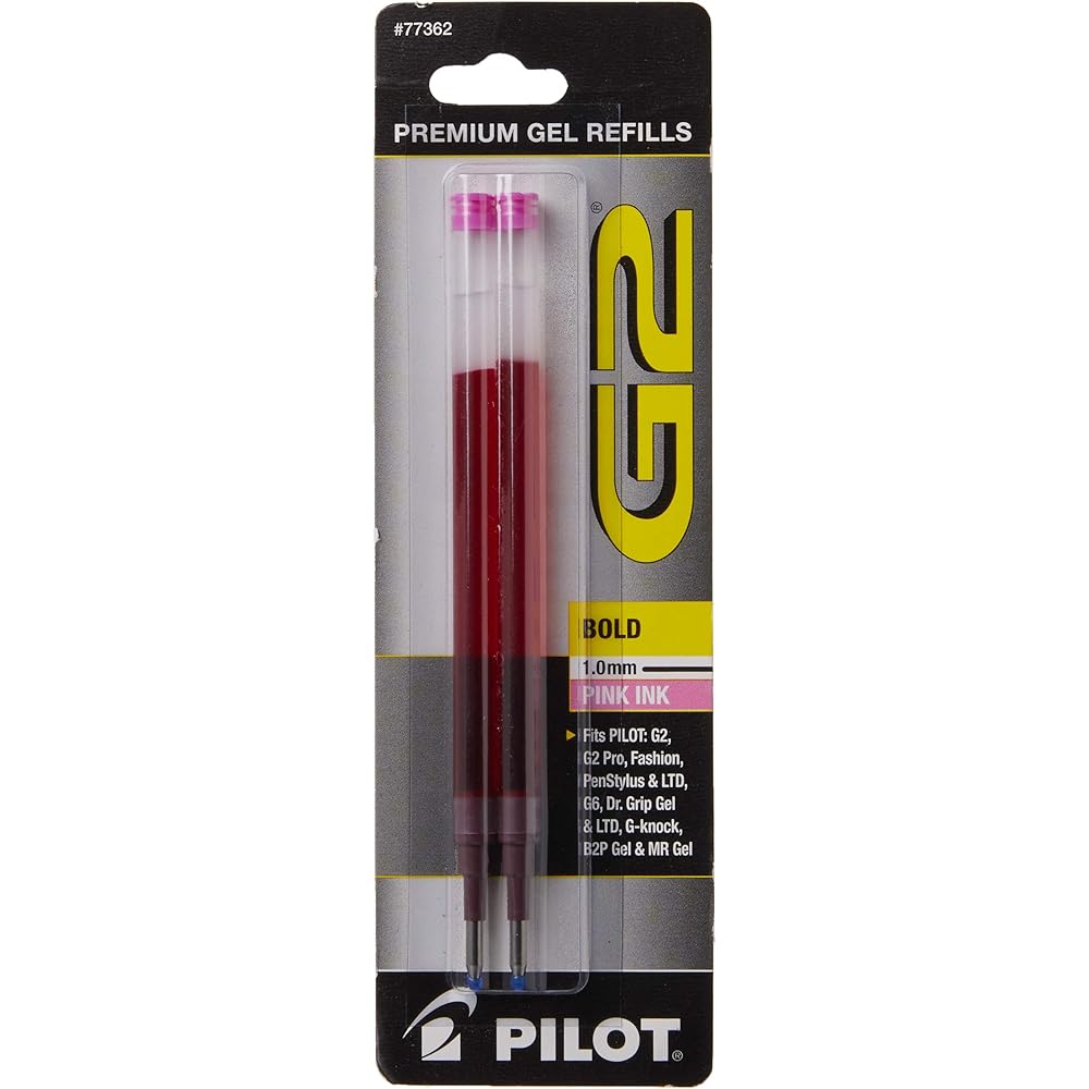 

Pilot G2 Gel Ink Refills for Rolling Ball Pens, Bold 1.0mm, 2-Pack