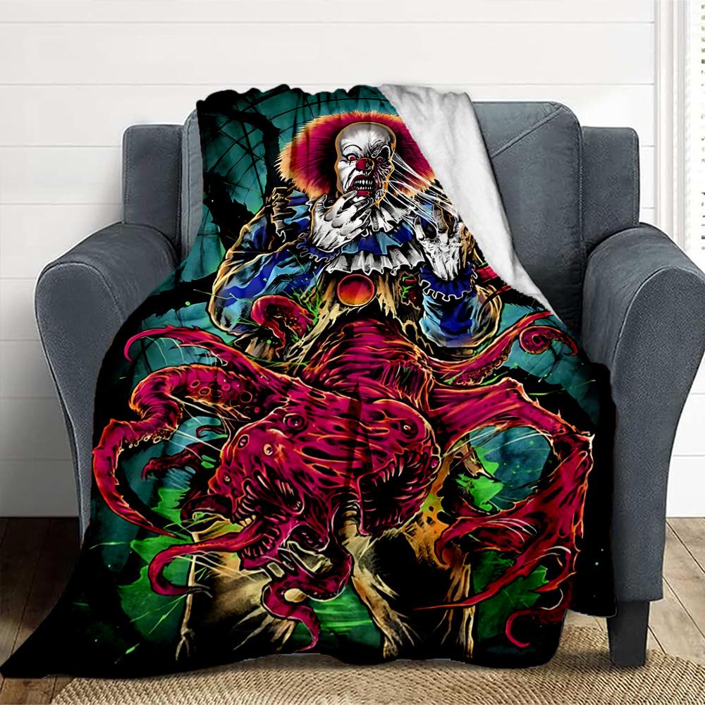 Horror Clown Flannel Blanket Throw Blanket Soft Warm Sofa Bed Camping Car home Decor Unique Christmas Gift C9302668