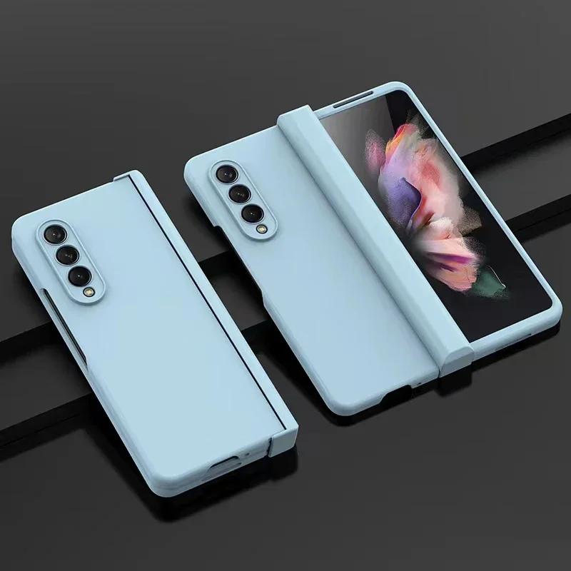 

Розкішний Ультратонкий Чохол для Телефону Цукеркового Кольору для Samsung Galaxy Z Fold 7 6 5 4 3 5G Шарнір Пластиковий Ударостійкий Захист Задня Кришка Galaxy Z Fold7 світло-синій колір