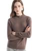 Women's Slim Fit Cashmere Knit Base Layer Top - Half-High Neck, Solid Color, Mature Style, Warm Sweater