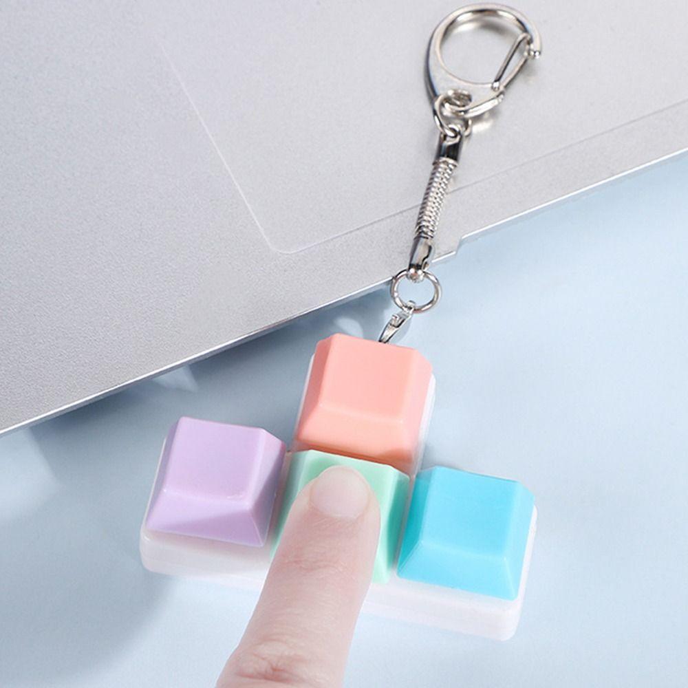 4 Keys Fidget Keychain Keycap Clicker Toy Pendant Creatve Pinch Toy  for Adult