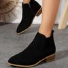 Plus-size Shoes and Ankle Boots, Pointed Side Zipper Mid-heel Chunky-heeled