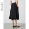 LANCY Hepburn Style Black A-Line Midi Skirt