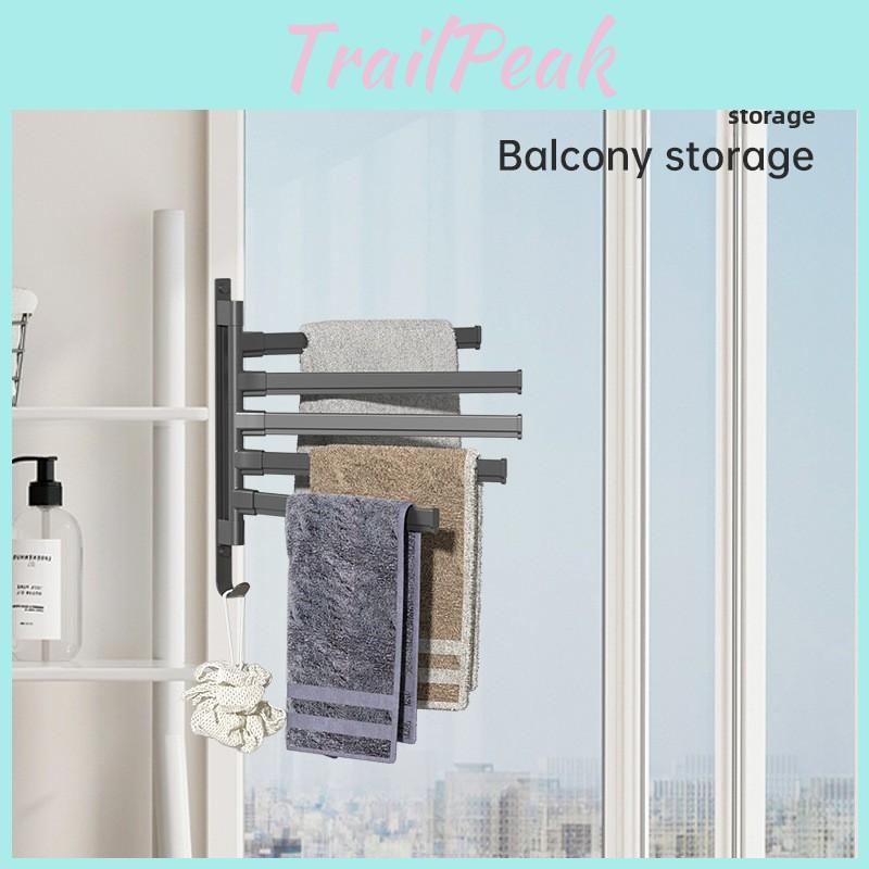 Towel Swivel Rack Wall Mounted Black Bar Hanger Rustproof Bathroom Rotation 180