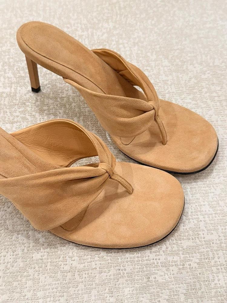 

Кожа замша замша французские шпильки шлепанцы женская верхняя одежда 2025 новая весна и лето босоножки на высоком каблуке 40 хаки