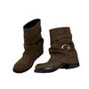 Fashion Belt Buckle Thick Heel Fashion Stacking Boots Women's New Short Knight Boots Locomotive Boots Pants Pants Women's Boots