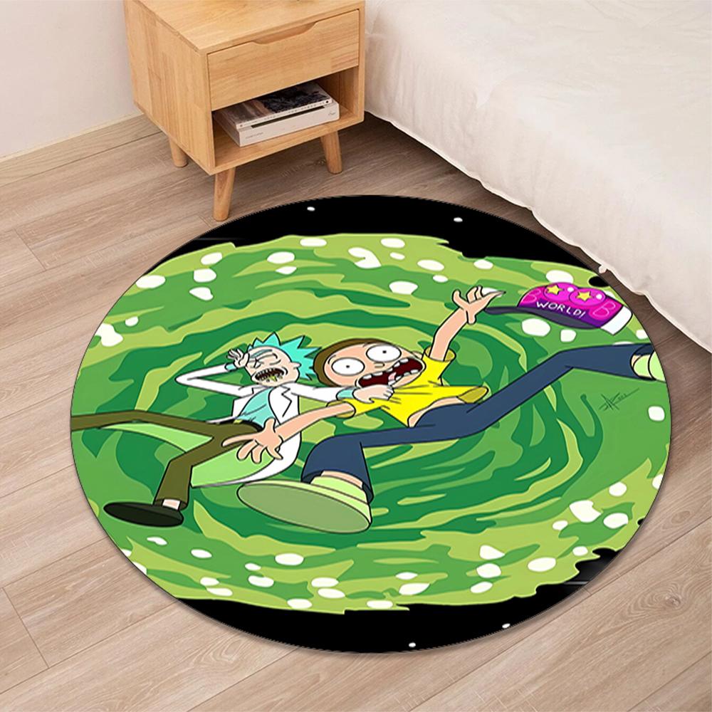Rick and Morty Printed Round Rug Carpet Chair Rug Area Rug Entryway Doormats,for Office Chair Living Room Bedroom Kitchen Room.