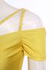 Womens Chiffon Wide Leg Pants Sequins Tassel Slit Belly Dance Culottes Cold Shoulder Crop Top Rhinestone Waist Set