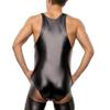 Sexy Men High Cut Muscle Bodysuit Zipper Crotch U Convex Pouch Bandage Sexy Tights Vest Tops Pu Shiny Stage Elastic Leotard