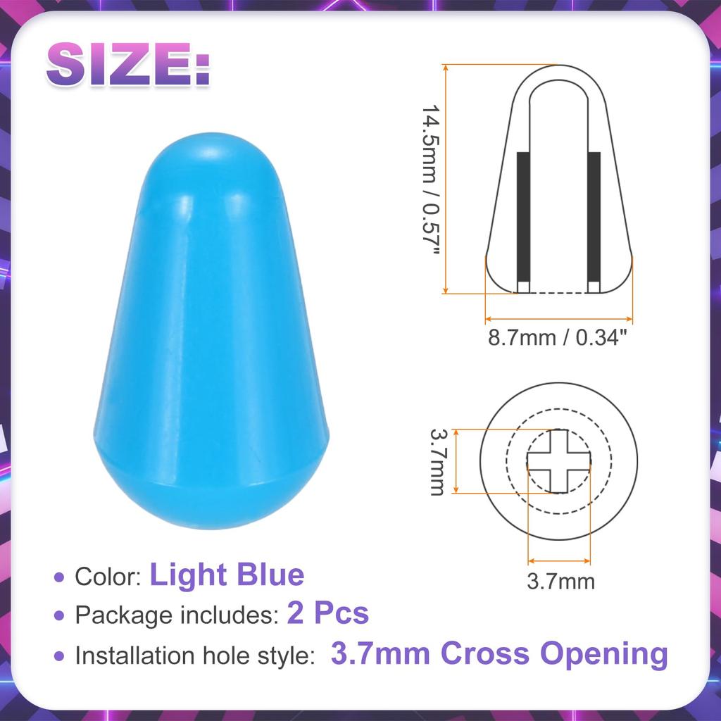 uxcell Electric Guitar Switch Tip Knobs of Cross Opening Toggle Switch Caps SQ Style Electric Guitar Pickup Selector Replacement Parts Light Blue (Set