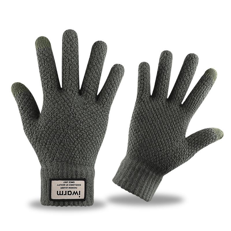 Men'S And Women'S Knitted Touch Screen Gloves Winter Outdoor Cold Protection Warm Plush Jacquard Gloves