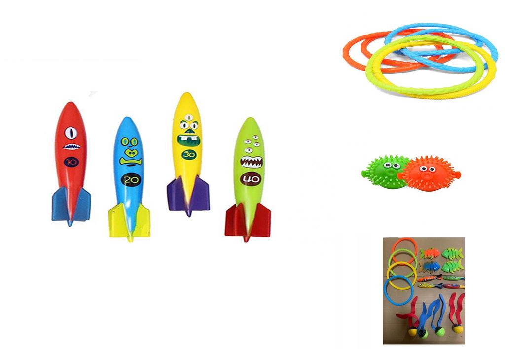 Colorful Kids Diving Toy Set With Water Rings Torpedo Pool Fun For Ages 3 To 6 Years