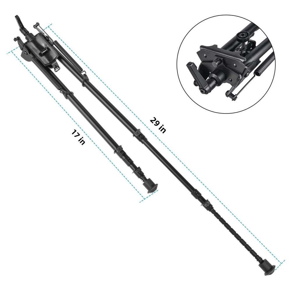 15-27'' Retractable Harris Style Bipod Swivel Tilt with Podloc Lever For Hunting