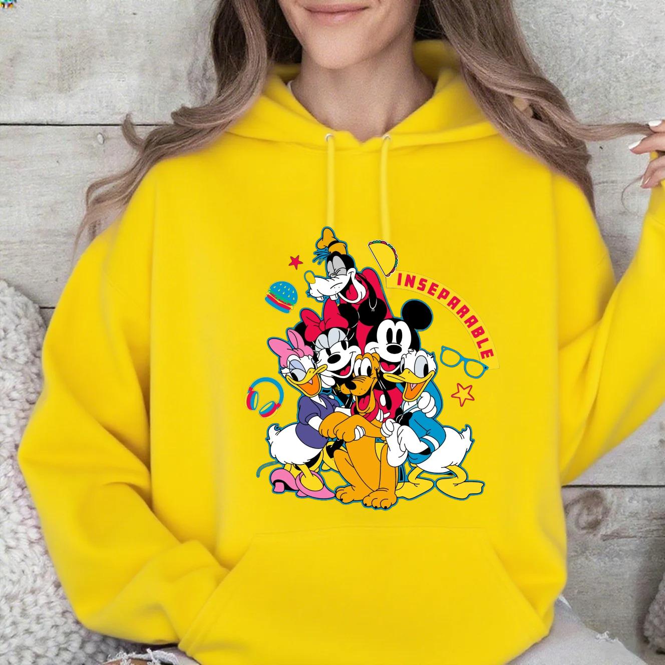 

Дисней Наряды для родителей и детей Семейное фото Микки для девочек и мальчиков Осенние и зимние повседневные разноцветные толстовки с капюшоном 3XL