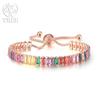 Edele 925 Sterling Zilveren Armband Ketting Luxe Kleur Kristal Hand Sieraden Voor Vrouwen Charme Bruiloft Cadeau Feest 18cm