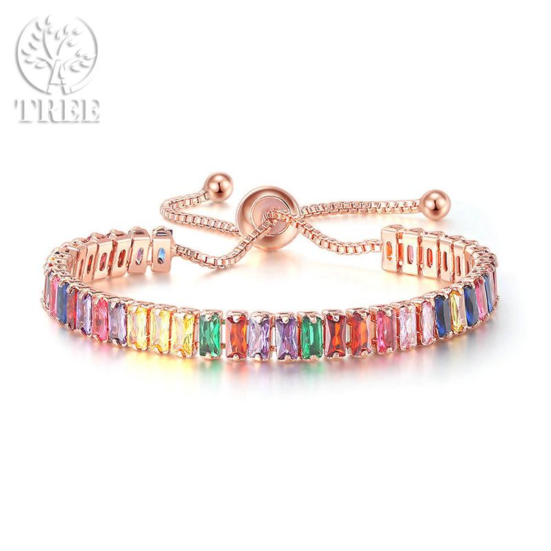 Edele 925 Sterling Zilveren Armband Ketting Luxe Kleur Kristal Hand Sieraden Voor Vrouwen Charme Bruiloft Cadeau Feest 18cm
