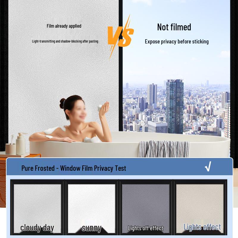 Frosted Glass Privacy Window Film - Light-Passing, Anti-Peeping, Electrostatic Bathroom Sticker
