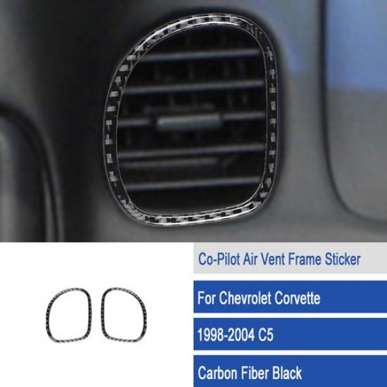 2x Carbon Fiber Co-Pilot Air Vent Frame Sticker For Chevrolet Corvette C5 99 00