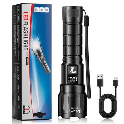 Letmy Güçlü LED El Feneri Yeni 6000 P50 2000mAh 18650 Dijital Pil Alüminyum Askeri El Tipi IP65 Gibi Açık Hava Aktiviteleri İçin Mükemmel
