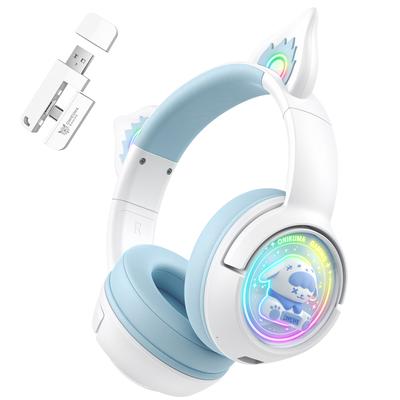 B5 Cute Cat Bluetooth Headphones, Wireless & Wired Mode Headset with Mic, RGB LED Light for Girls Women Gaming Compatible with Mobile Phones Tablet