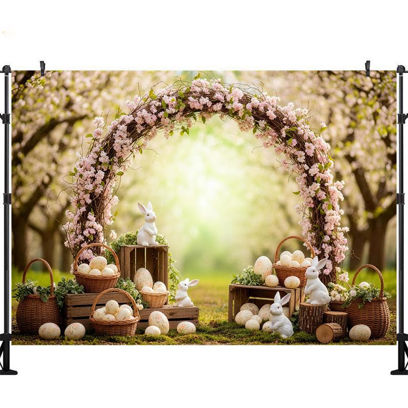 LS Easter Themed Backgrounds Kids Adult Photography Props Child Baby Decors Spring Garden Flower Arch Photo Studio Backdrops