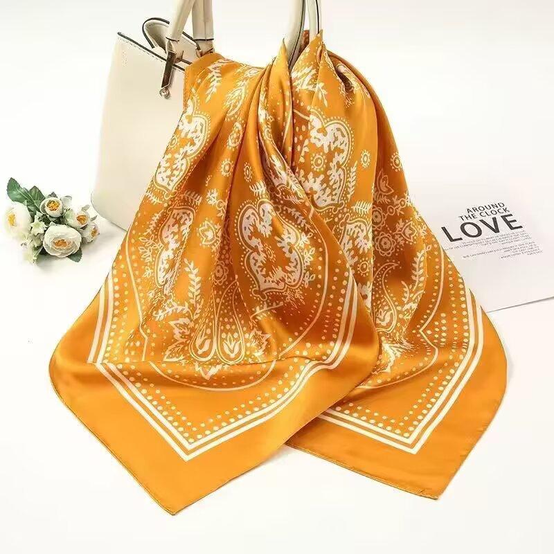 Retro cashew flower personalized small scarf hip hop masculinity versatile decorative imitation silk square scarf headscarf