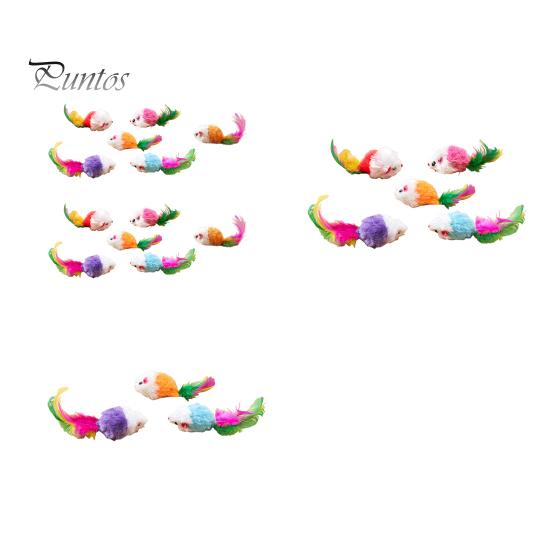 3/5/12Pcs Cat Mouse Toys Faux Fur Cat Mice Toy with Feather Tail Interactive Mini Furry Mouse with Rattle Sounds for Indoor Cat