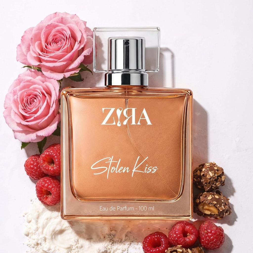 ZIRA Stolen Kiss Eau de Parfum – Floral Woody Rose, Saffron & Oud Fragrance for Women, Elegant Scent for Special Occasions (100ml)