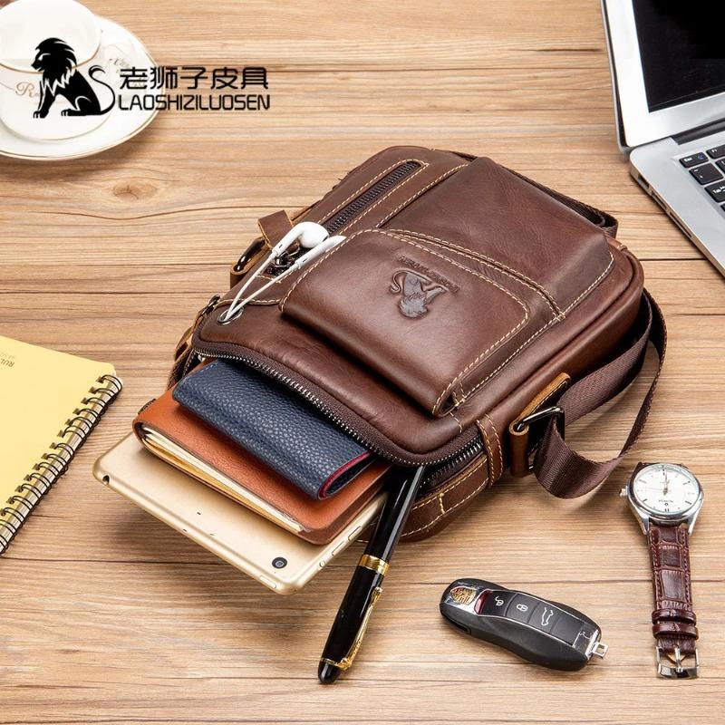 Genuine Cow Leather Messenger Bag Men Handbag Chest Crossbody Shoulder Bag Men's Bag Tas Business Small Male Bolsas Sac