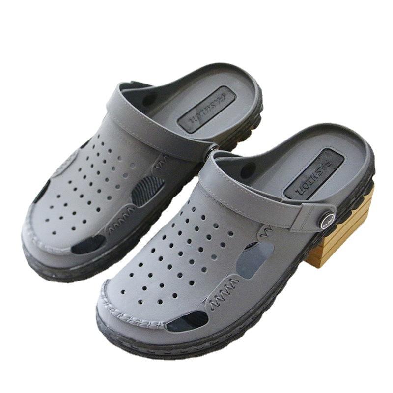 Vietnamese Style Warm Slippers Wentu Sandals Dual-Purpose Shoes Men'S Fashion Outdoor Indoor Two-Color Mesh Hole