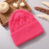 Women's Winter Angora Rabbit Hair Knitted Fried Dough Twist Double Flanging Warm Versatile Wool Hat