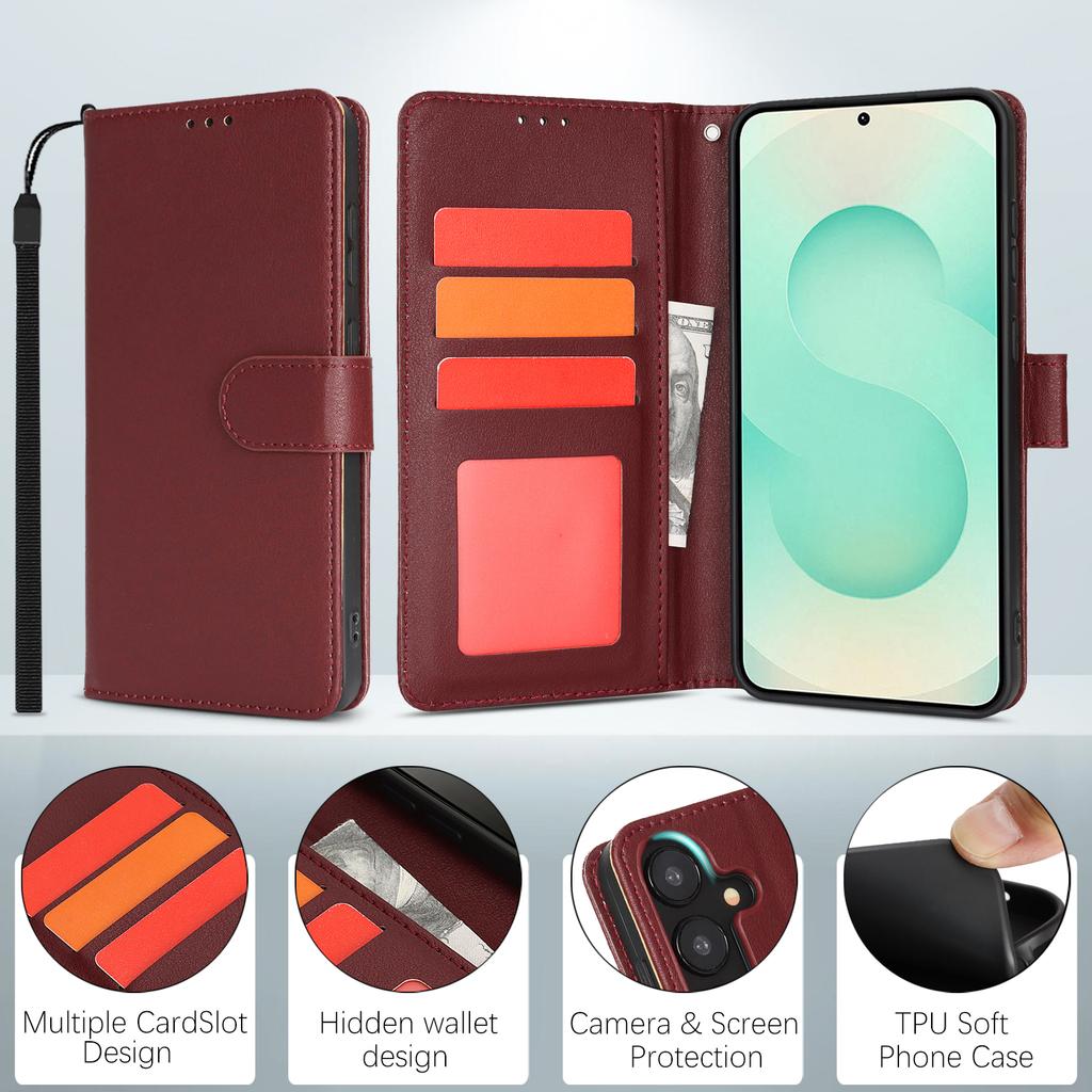 For Samsung Galaxy A25 5G (Global) (161.0mm) Case RFID Blocking Flip Leather Phone Cover with Wrist Strap