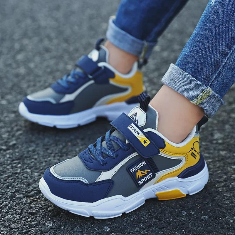 Pantofi sport LED pentru băieți - Adidași de alergare din piele cu plasă pentru copii, Primăvară/Toamnă 2024