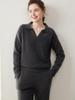 Women's Cashmere POLO Collar Knit Base Layer Shirt - Long Sleeve, Solid Color, Warm Pullover Sweater for Autumn & Winter
