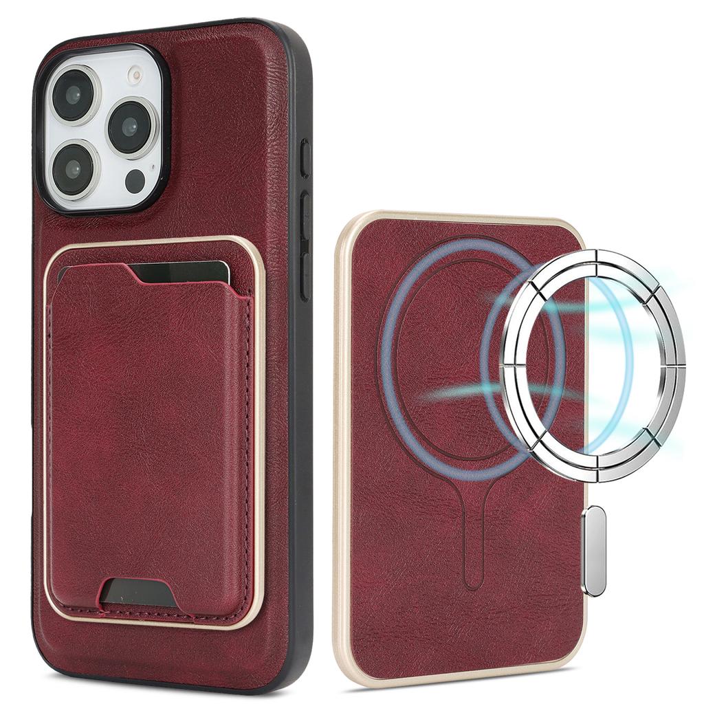 For iPhone 13 Pro Max Case Compatible with MagSafe Ultra Thin Card Holder PU Leather Coated TPU Cover