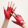 Herren Damen Nieten Halbfinger Lederhandschuhe, Punk Rock Gothic Fingerlose Handschuhe für Motorradfahren, Cosplay, Autofahren, Training, Bühnenauftritt